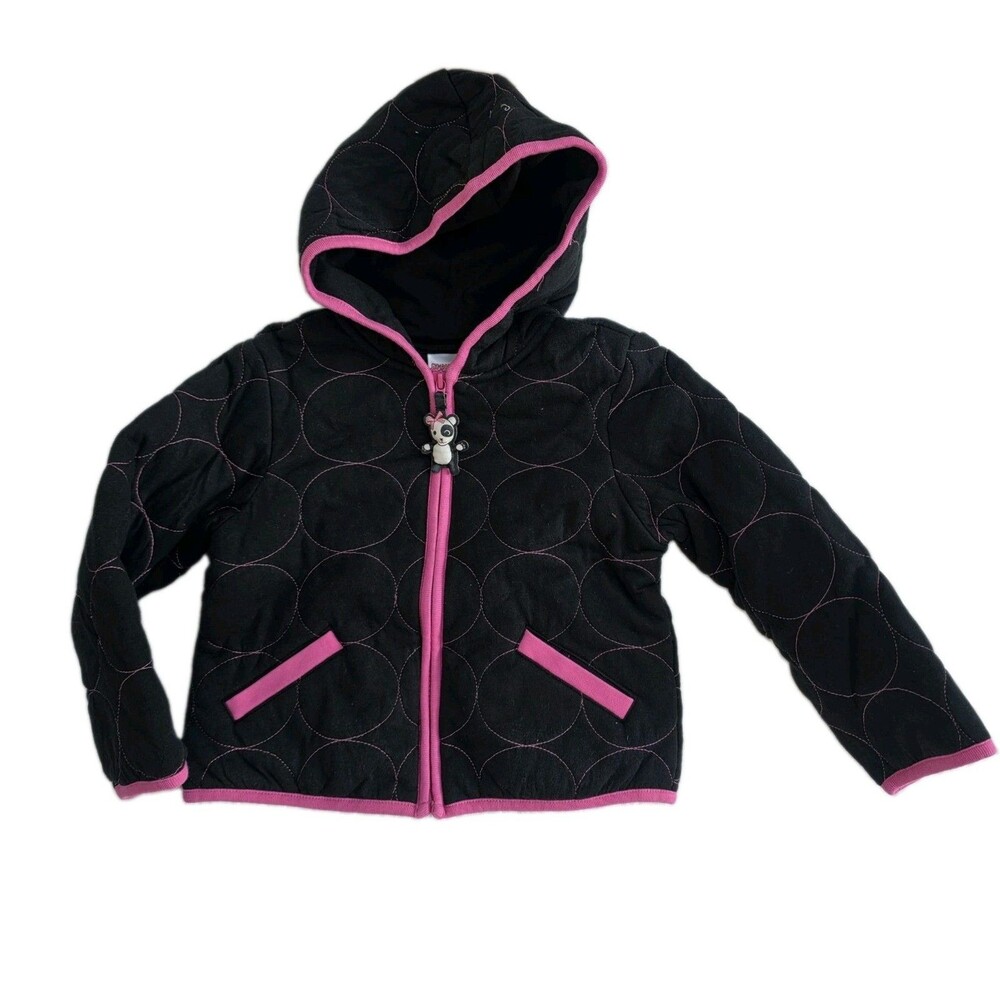 Vintage Gymboree IMAGINARY FRIENDS Quilted Jacket Size 5 Black & Pink Hooded NWT